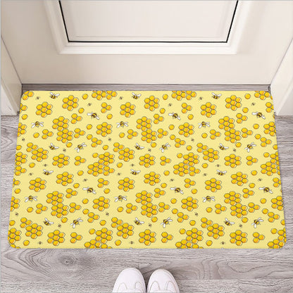 Cute Honey Bee Pattern Print Rubber Doormat