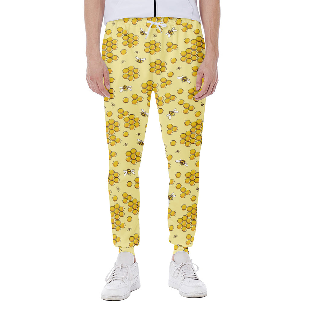 Cute Honey Bee Pattern Print Scuba Joggers