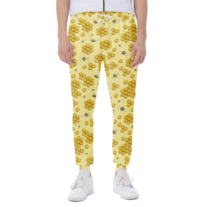 Cute Honey Bee Pattern Print Scuba Joggers