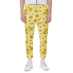 Cute Honey Bee Pattern Print Scuba Joggers