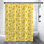 Cute Honey Bee Pattern Print Shower Curtain