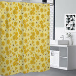 Cute Honey Bee Pattern Print Shower Curtain