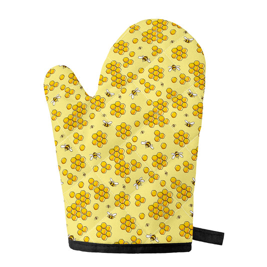 Cute Honey Bee Pattern Print Single Oven Mitt