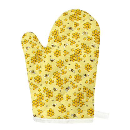Cute Honey Bee Pattern Print Single Oven Mitt