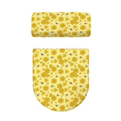 Cute Honey Bee Pattern Print Toilet Lid And Tank Cover Set