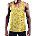 Cute Honey Bee Pattern Print Men's Workout Tank Top
