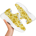 Cute Honey Bee Pattern Print White Chunky Shoes