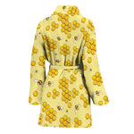 Cute Honey Bee Pattern Print Women's Bathrobe