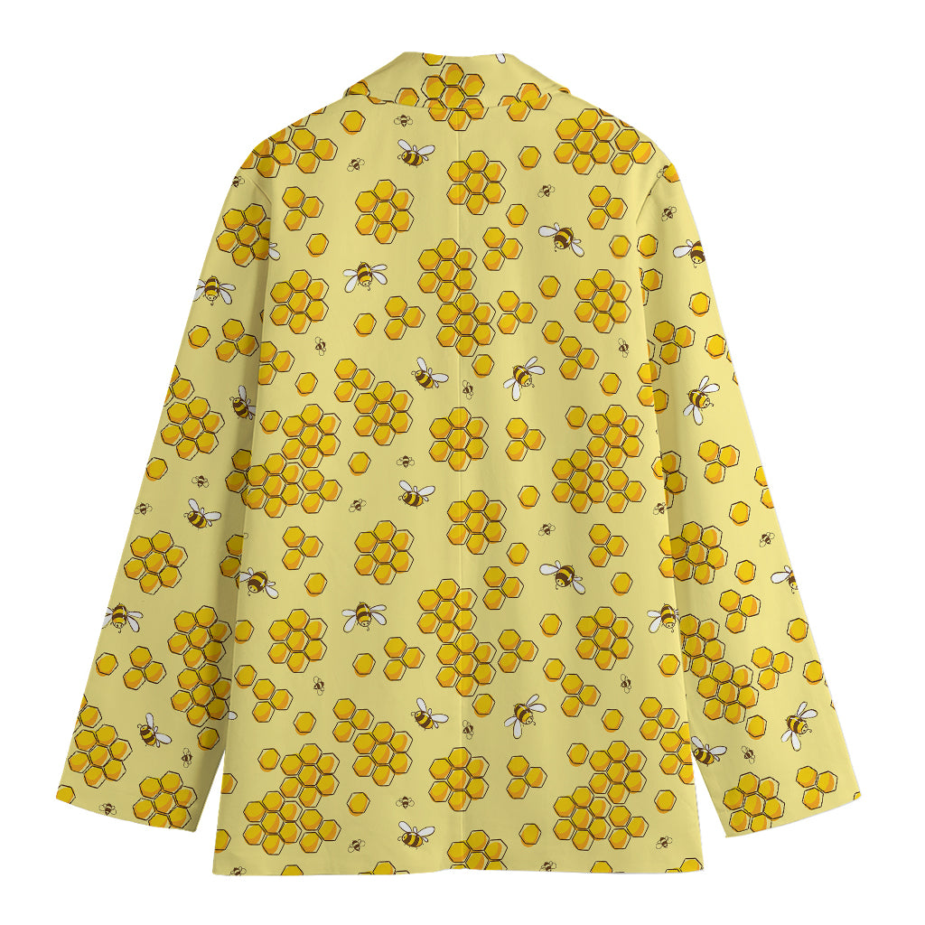 Cute Honey Bee Pattern Print Women's Blazer