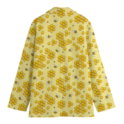 Cute Honey Bee Pattern Print Women's Blazer