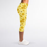 Cute Honey Bee Pattern Print Women's Capri Leggings