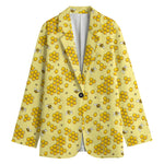 Cute Honey Bee Pattern Print Women's Cotton Blazer