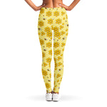 Cute Honey Bee Pattern Print Women's Leggings