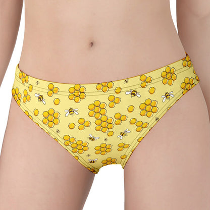 Cute Honey Bee Pattern Print Women's Panties