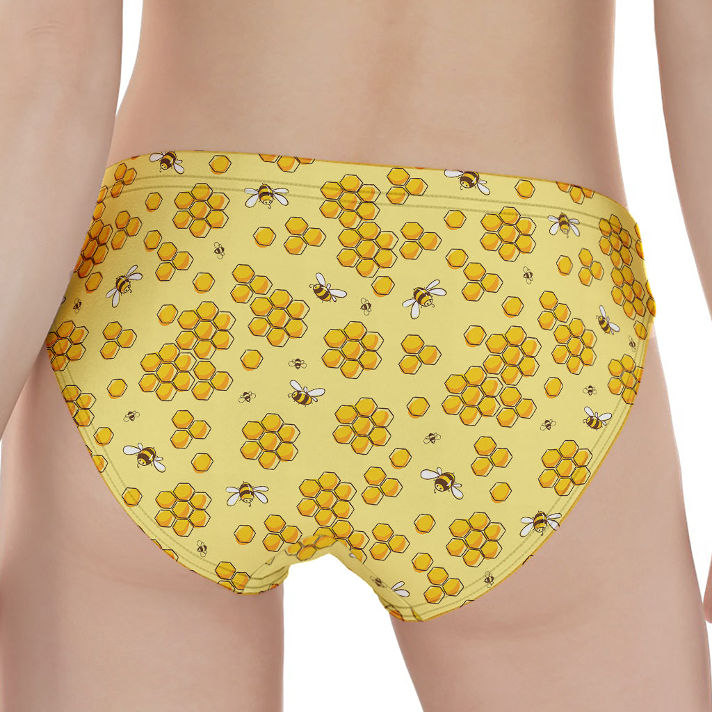 Cute Honey Bee Pattern Print Women's Panties