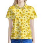 Cute Honey Bee Pattern Print Women's Polo Shirt