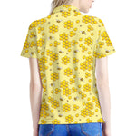 Cute Honey Bee Pattern Print Women's Polo Shirt