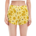 Cute Honey Bee Pattern Print Women's Split Running Shorts