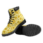 Cute Honey Bee Pattern Print Work Boots