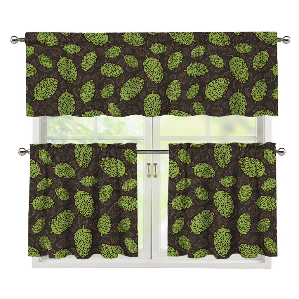 Cute Hop Cone Pattern Print 3 Piece Kitchen Curtains