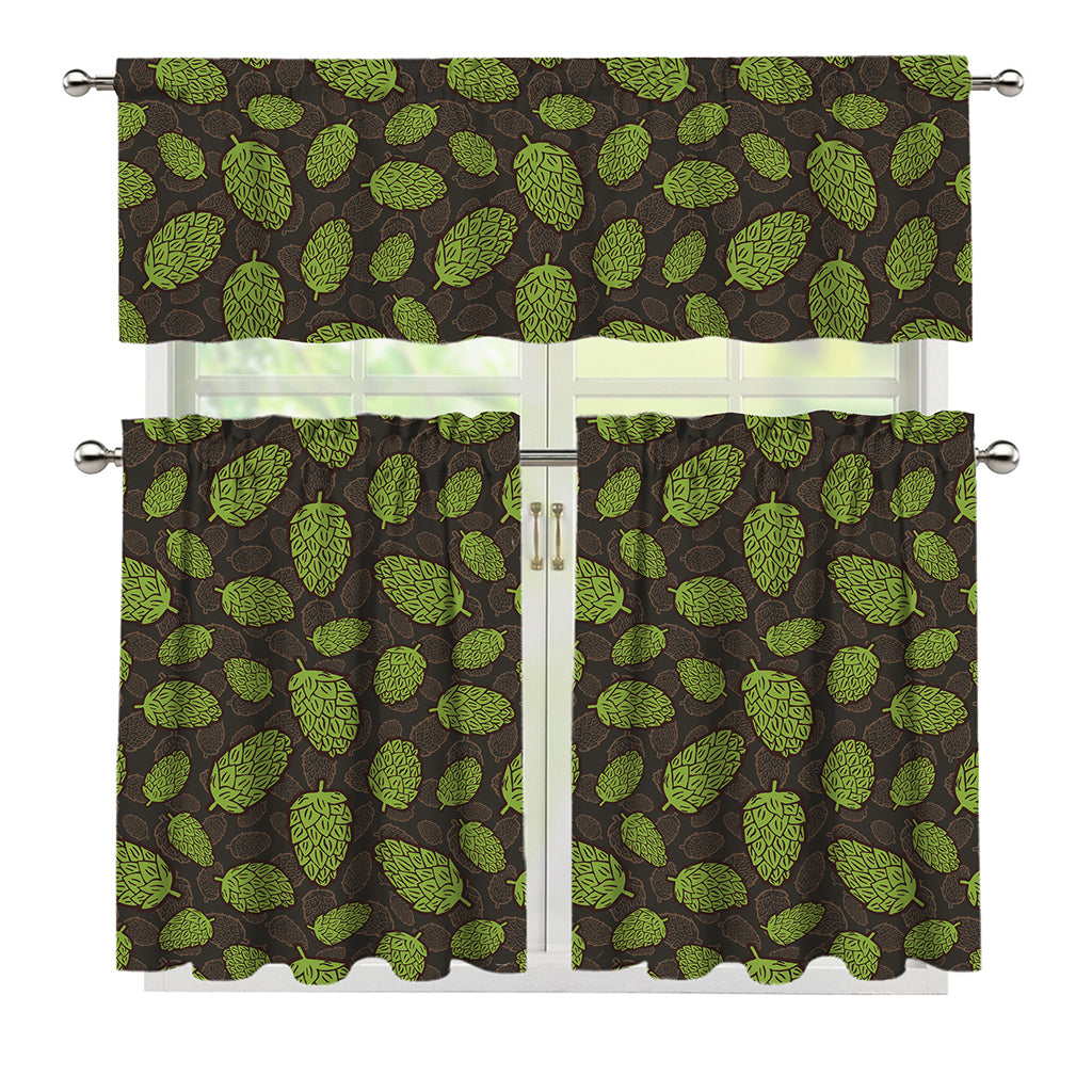 Cute Hop Cone Pattern Print 3 Piece Kitchen Curtains