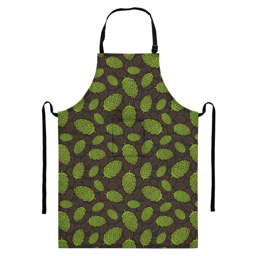 Cute Hop Cone Pattern Print Bib Apron With Pocket