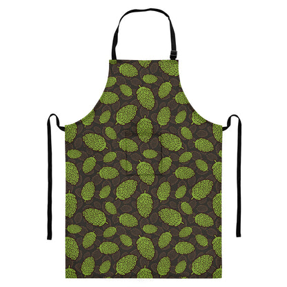 Cute Hop Cone Pattern Print Bib Apron With Pocket