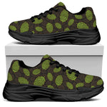 Cute Hop Cone Pattern Print Black Chunky Shoes