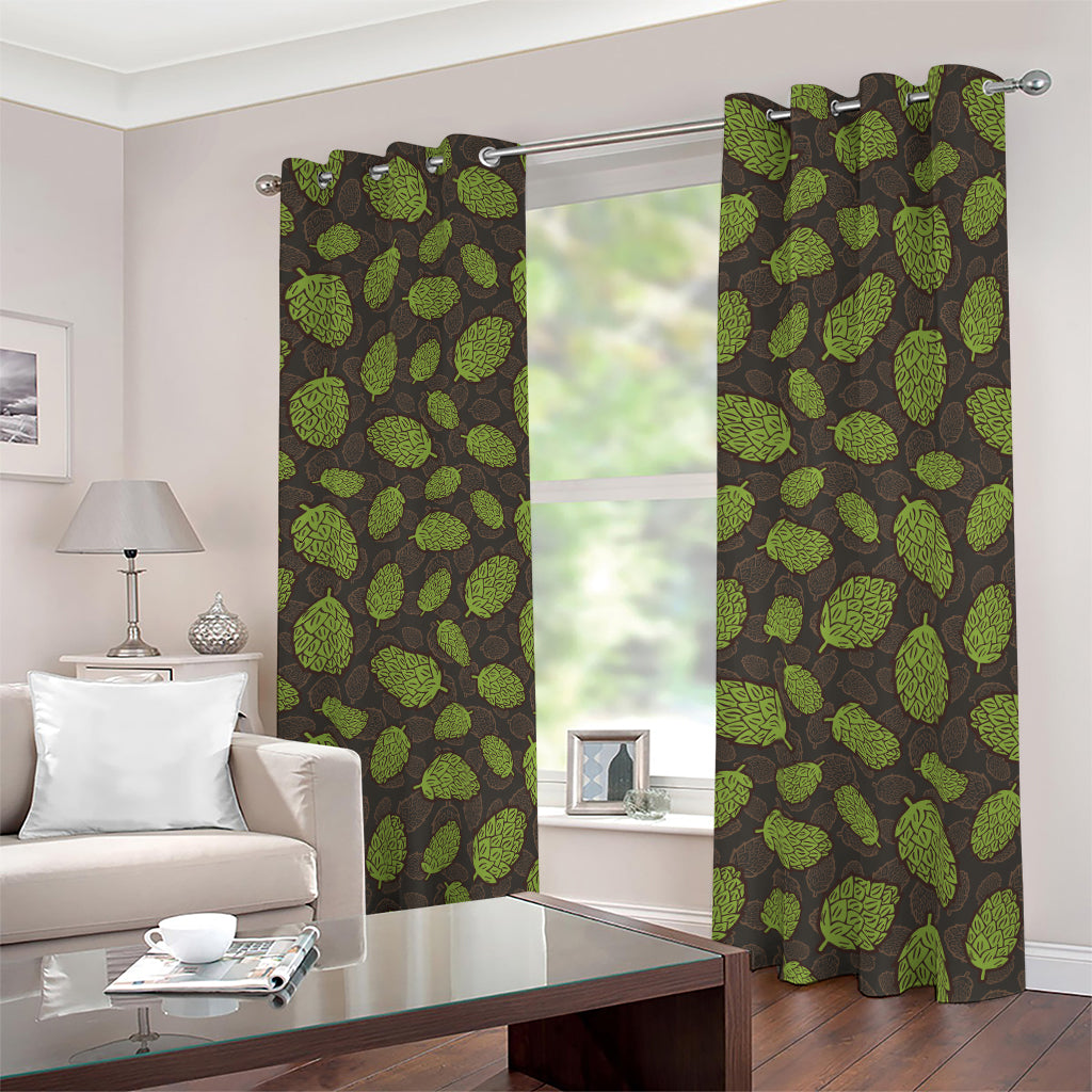 Cute Hop Cone Pattern Print Blackout Grommet Curtains