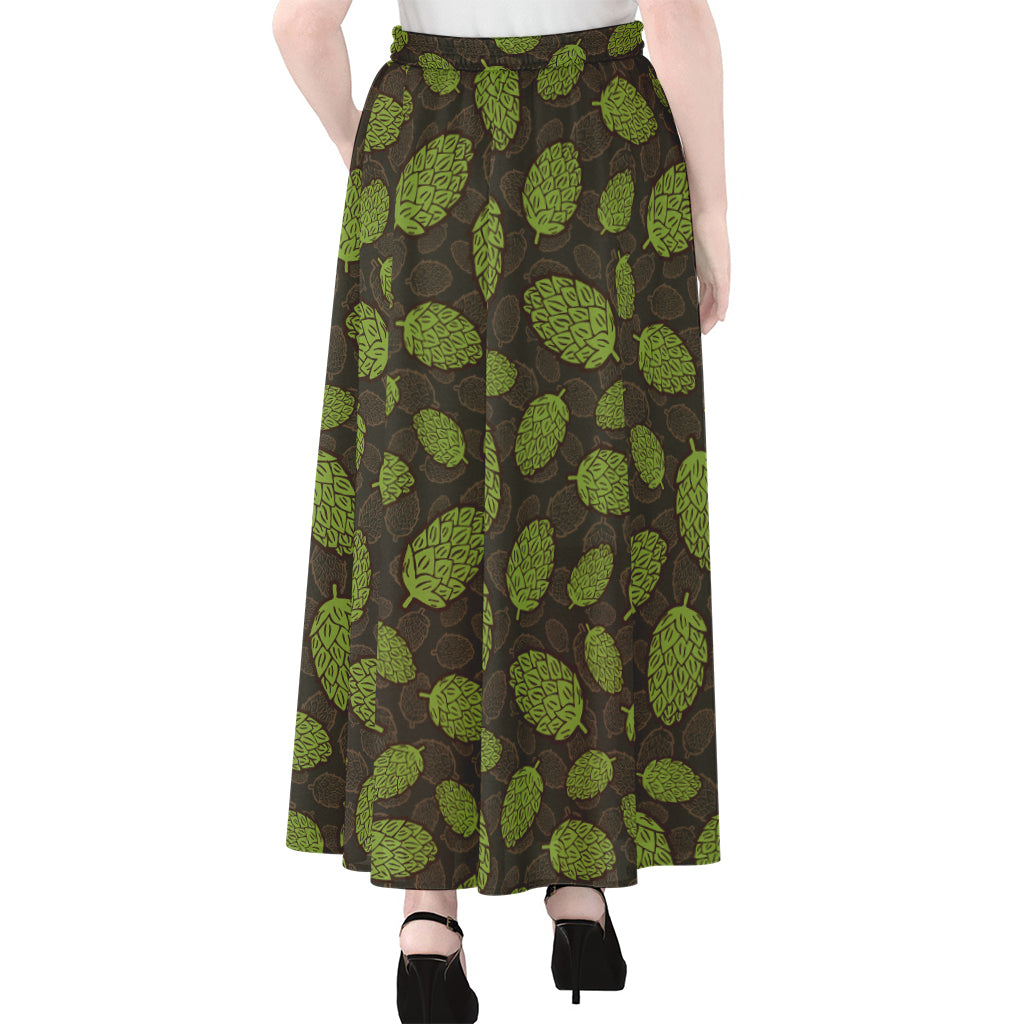 Cute Hop Cone Pattern Print Chiffon Maxi Skirt