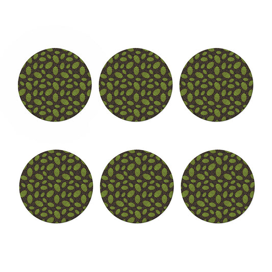 Cute Hop Cone Pattern Print Coaster Set
