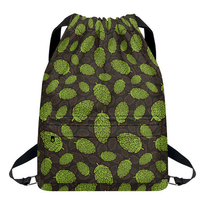 Cute Hop Cone Pattern Print Drawstring Backpack