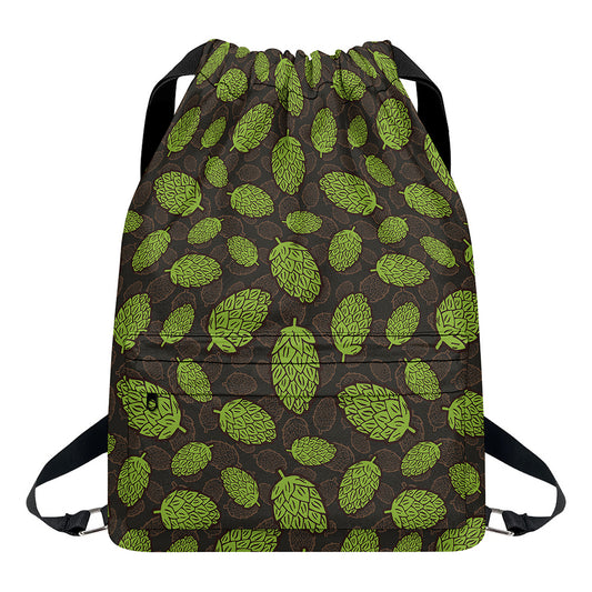 Cute Hop Cone Pattern Print Drawstring Backpack
