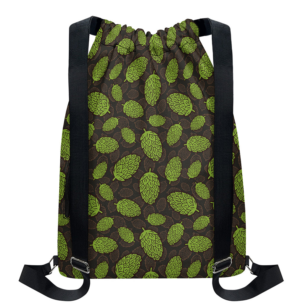 Cute Hop Cone Pattern Print Drawstring Backpack