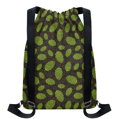 Cute Hop Cone Pattern Print Drawstring Backpack
