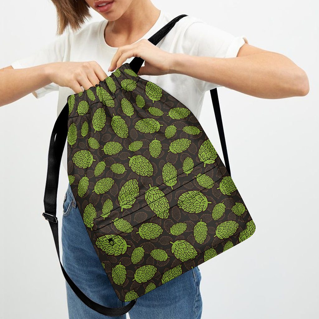 Cute Hop Cone Pattern Print Drawstring Backpack