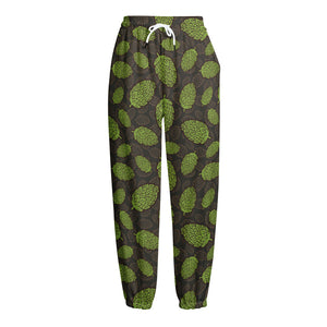 Cute Hop Cone Pattern Print Fleece Lined Knit Pants