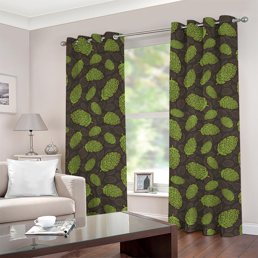 Cute Hop Cone Pattern Print Grommet Curtains