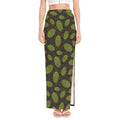 Cute Hop Cone Pattern Print High Slit Maxi Skirt