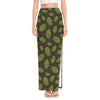 Cute Hop Cone Pattern Print High Slit Maxi Skirt