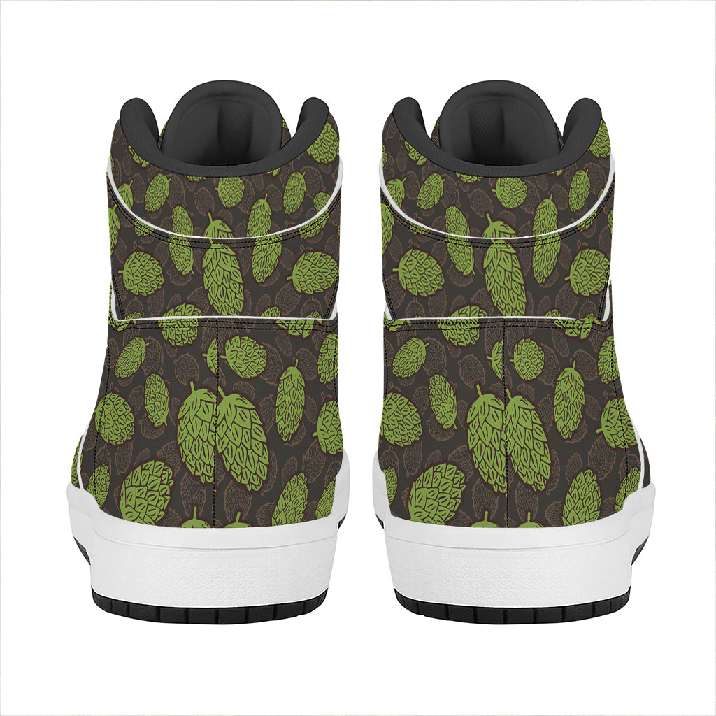 Cute Hop Cone Pattern Print High Top Leather Sneakers