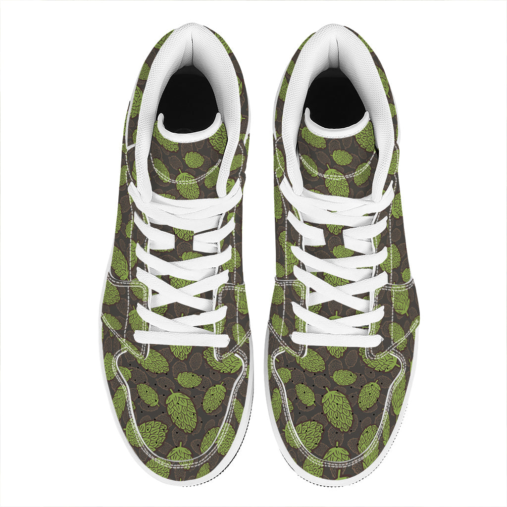 Cute Hop Cone Pattern Print High Top Leather Sneakers