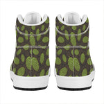 Cute Hop Cone Pattern Print High Top Leather Sneakers