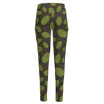 Cute Hop Cone Pattern Print High-Waisted Pocket Leggings