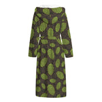 Cute Hop Cone Pattern Print Hooded Bathrobe