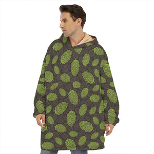 Cute Hop Cone Pattern Print Hoodie Blanket