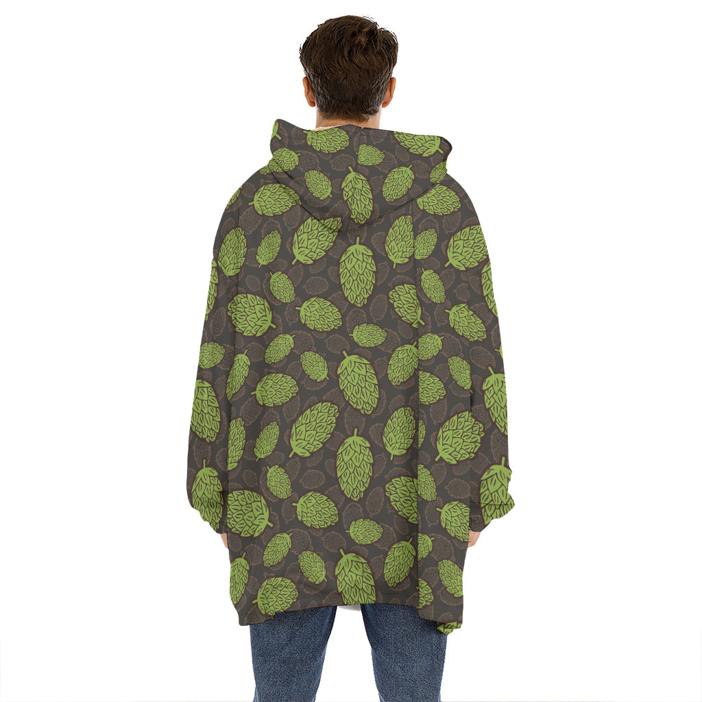 Cute Hop Cone Pattern Print Hoodie Blanket