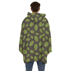 Cute Hop Cone Pattern Print Hoodie Blanket