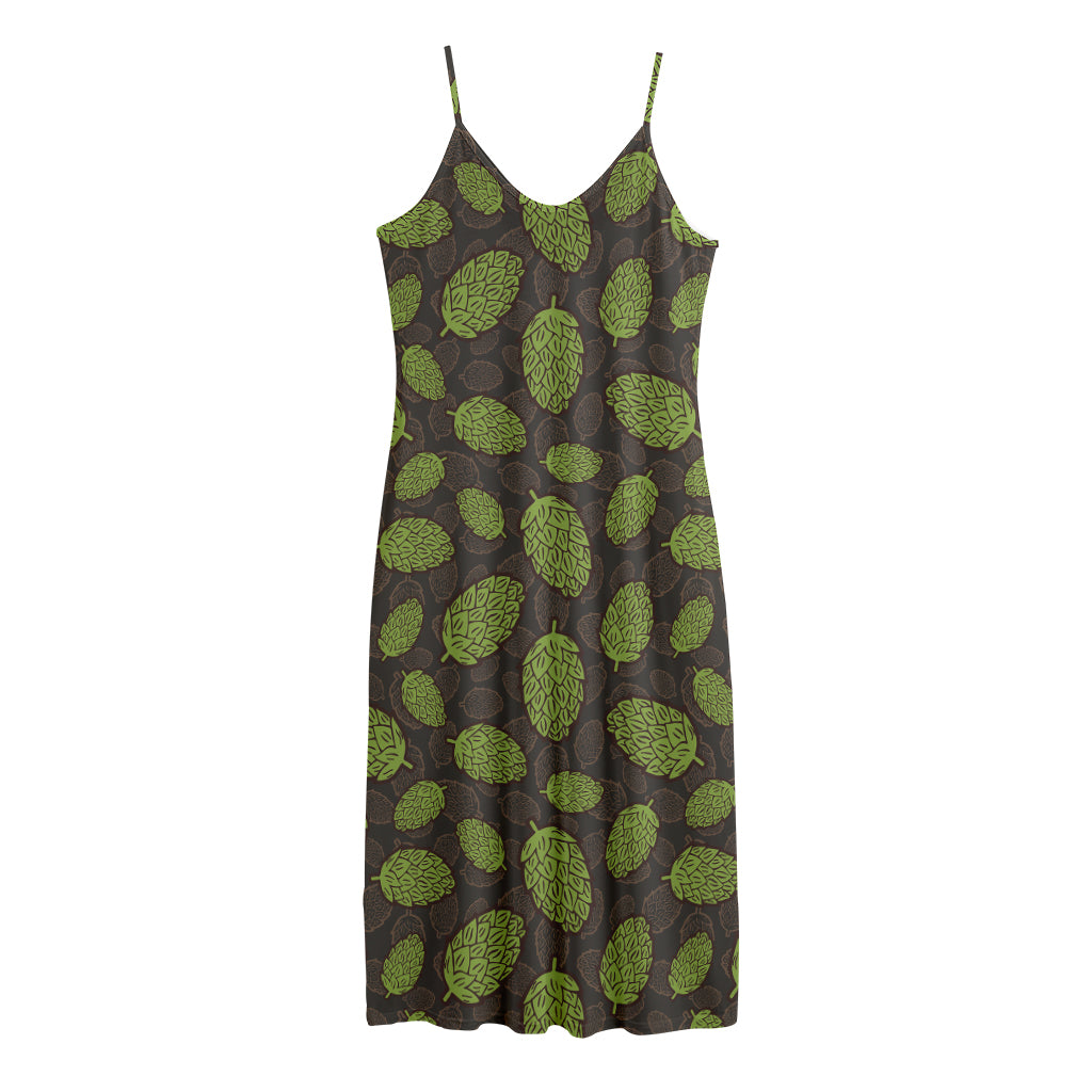 Cute Hop Cone Pattern Print Jersey Midi Cami Dress