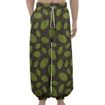 Cute Hop Cone Pattern Print Lantern Pants